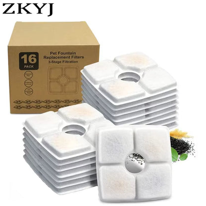 Activated Carbon Replace Filter Pet Cat and Dog Water Fountain Replacement Fliters Cotton 3 Triple Filtration System