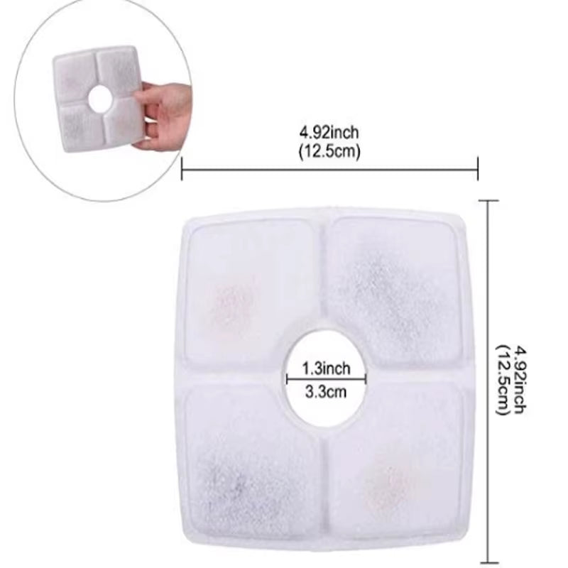 Activated Carbon Replace Filter Pet Cat and Dog Water Fountain Replacement Fliters Cotton 3 Triple Filtration System