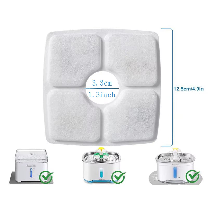 Activated Carbon Replace Filter Pet Cat and Dog Water Fountain Replacement Fliters Cotton 3 Triple Filtration System